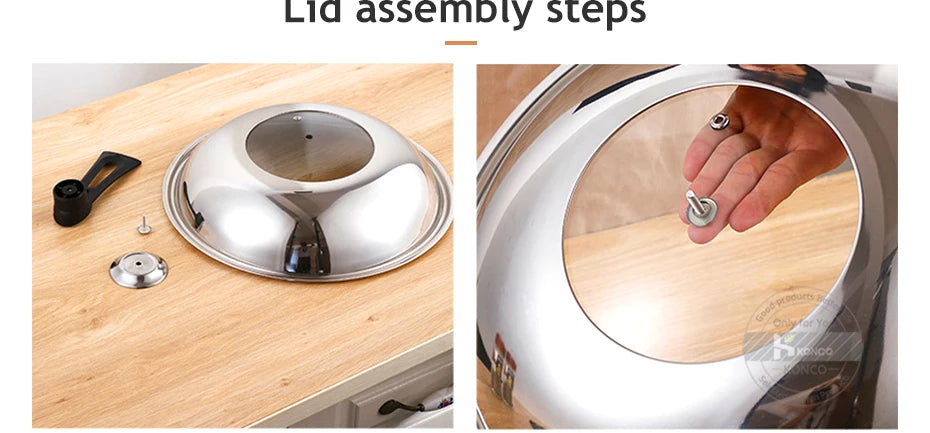30/32/34/36cm Pan Lids,Stainless Steel Pot Lid Pan Cover Thicken Visible Wok Lid Household Frying Pan Lid Cookware Parts