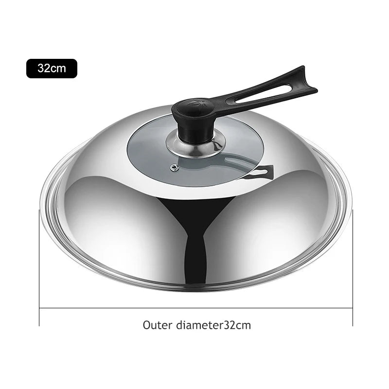 30/32/34/36cm Pan Lids,Stainless Steel Pot Lid Pan Cover Thicken Visible Wok Lid Household Frying Pan Lid Cookware Parts