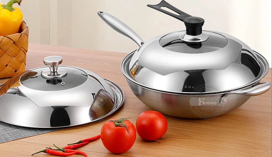 30/32/34/36cm Pan Lids,Stainless Steel Pot Lid Pan Cover Thicken Visible Wok Lid Household Frying Pan Lid Cookware Parts