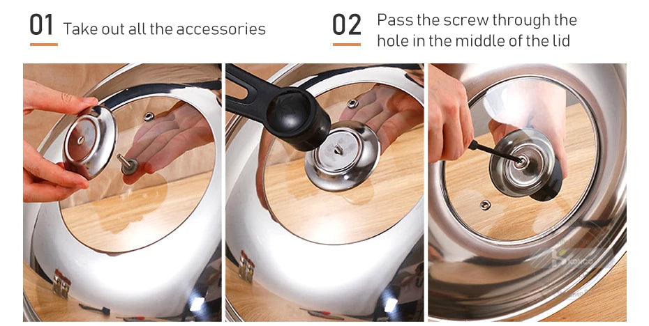 30/32/34/36cm Pan Lids,Stainless Steel Pot Lid Pan Cover Thicken Visible Wok Lid Household Frying Pan Lid Cookware Parts