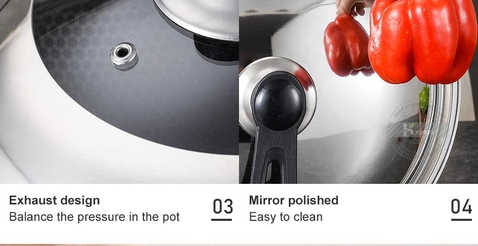 30/32/34/36cm Pan Lids,Stainless Steel Pot Lid Pan Cover Thicken Visible Wok Lid Household Frying Pan Lid Cookware Parts