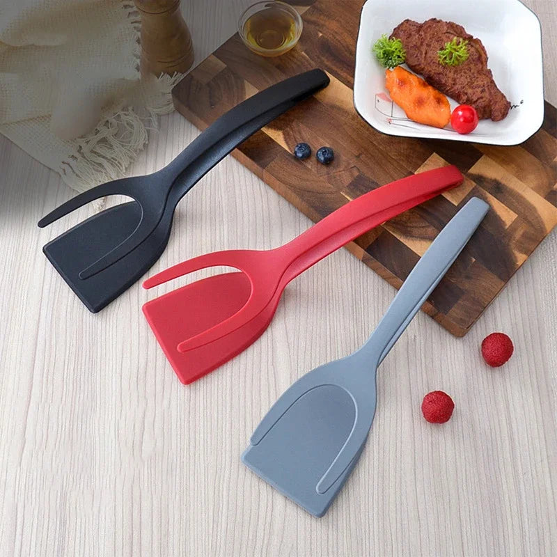 2-in-1 Kitchen Spatula Omelette Steak Omelette Flip Spatula Non Stick Food Tongs Fried Cooking Turner Tool Kitchen Accessories