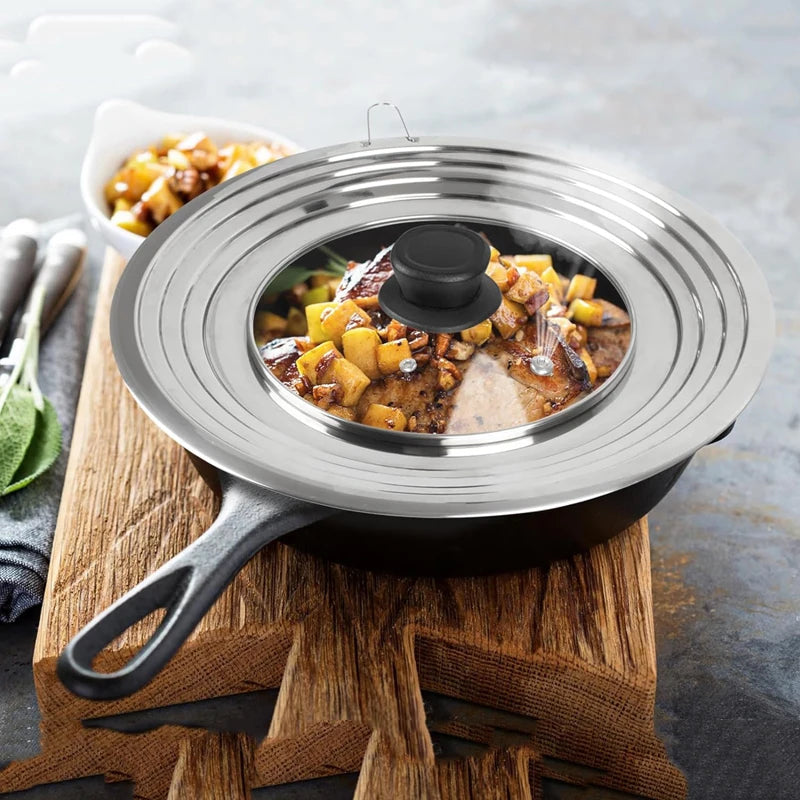 Stainless Steel Pan Cover For 8.2-12.5 Inch Cookware Universal Lid For Pots And Pans Replacement Frying Pan Cover Pot Lid