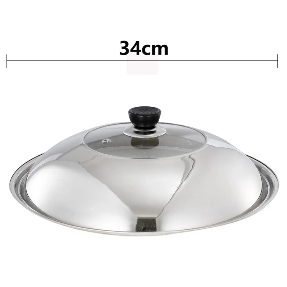 Round 28/30/32/34/36cm Cooking Pot Lid Visible Stainless Steel Wok Lids Anti-scalding Combined Pot Cover Household