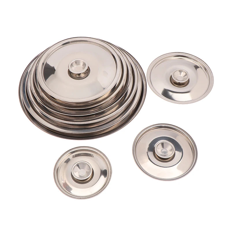 1Piece 10/12/14/16/18/20/22/24/26cm Silver Round Pot Lid Replacement Kitchen Thicken Stainless Steel Saucepan Cover