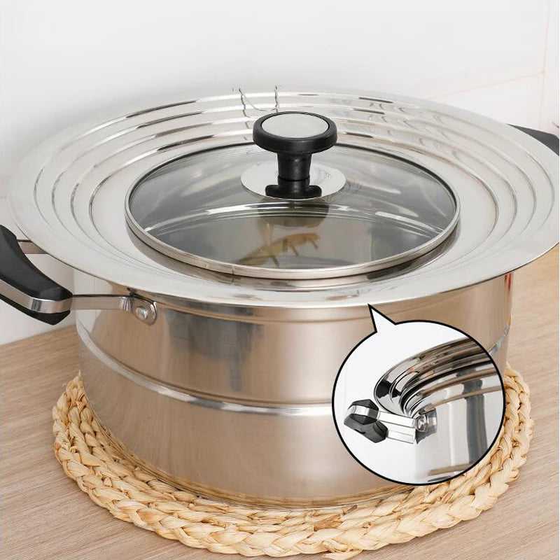 Stainless Steel Universal Lid For Pot And Pan Skillet Lid Pot Cover Fit 28cm Cookware Frying Pan Cover Pan Lid With Knob
