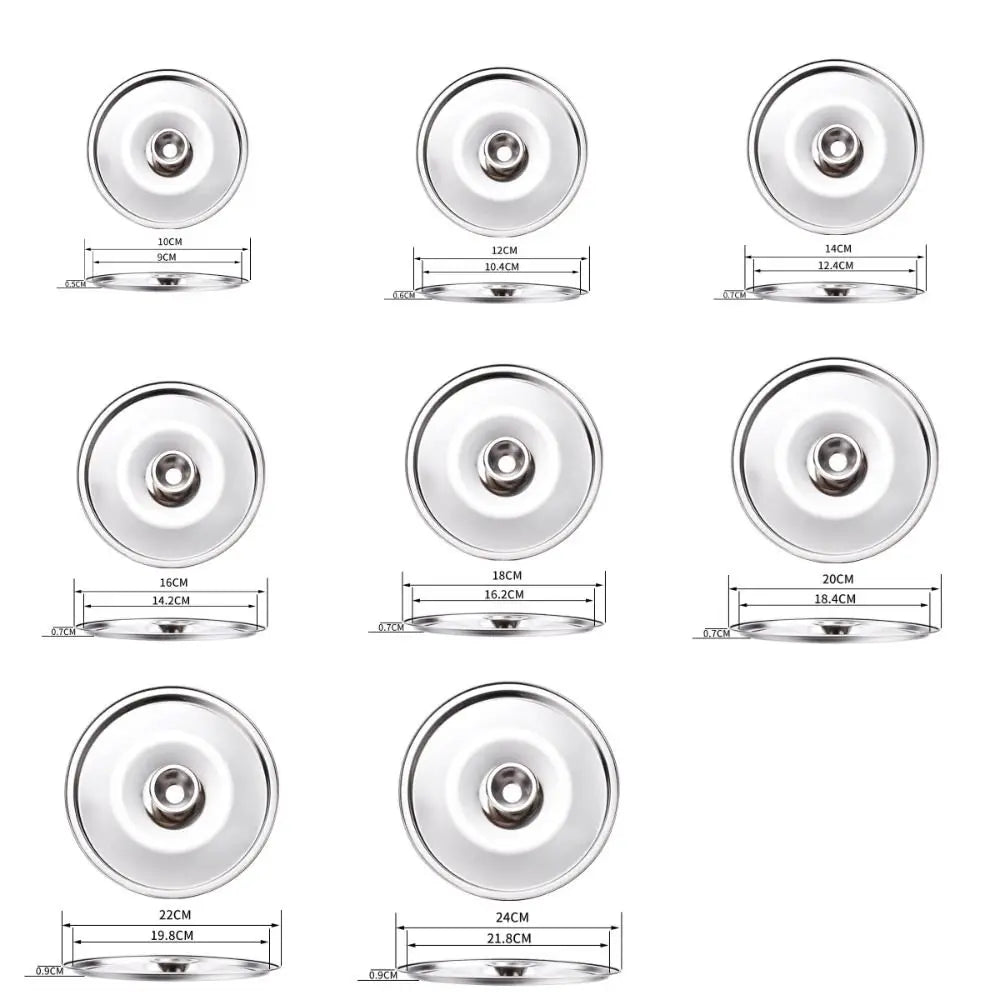 New 10-24cm Round Pot Lid Stainless Steel Thicken Lid Pot Cover Universal Replacement Kitchen Food Lid Kitchen Supplies