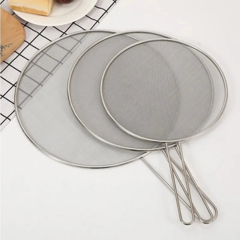 Stainless Steel Splatter Screen Oil-Proofing Lid with Spill-proof Feature Frying Pan Cover Cooking Tool Mesh Pot Lid Cover