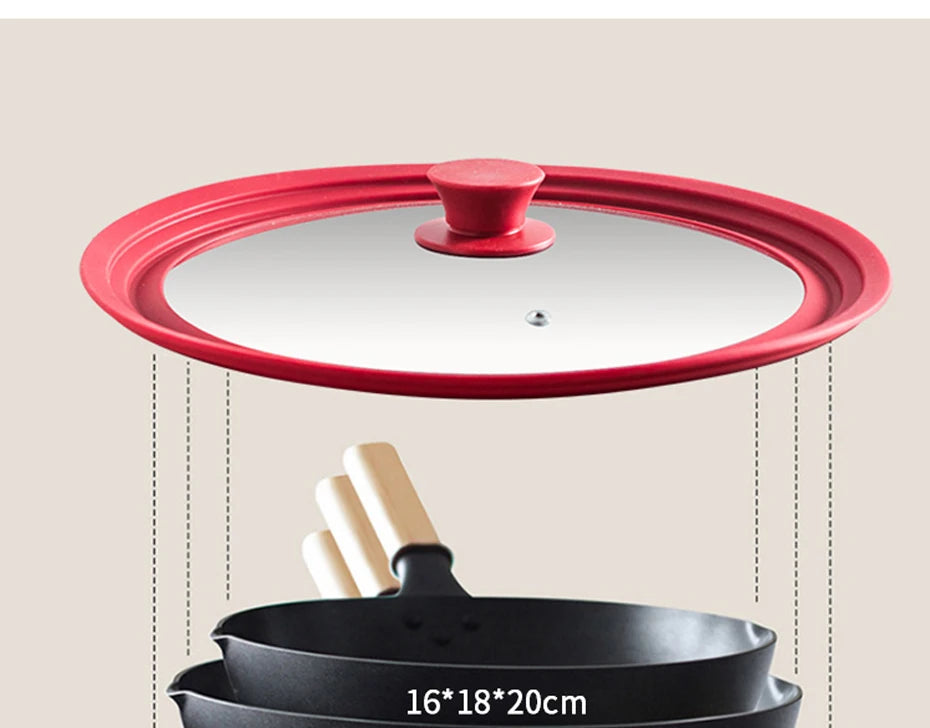 Universal Lid for Pots Tempered Glass with Silicone Lid Pot Drop-Proof Visualization Wok Lid Kitchen Utensils Cookware Parts