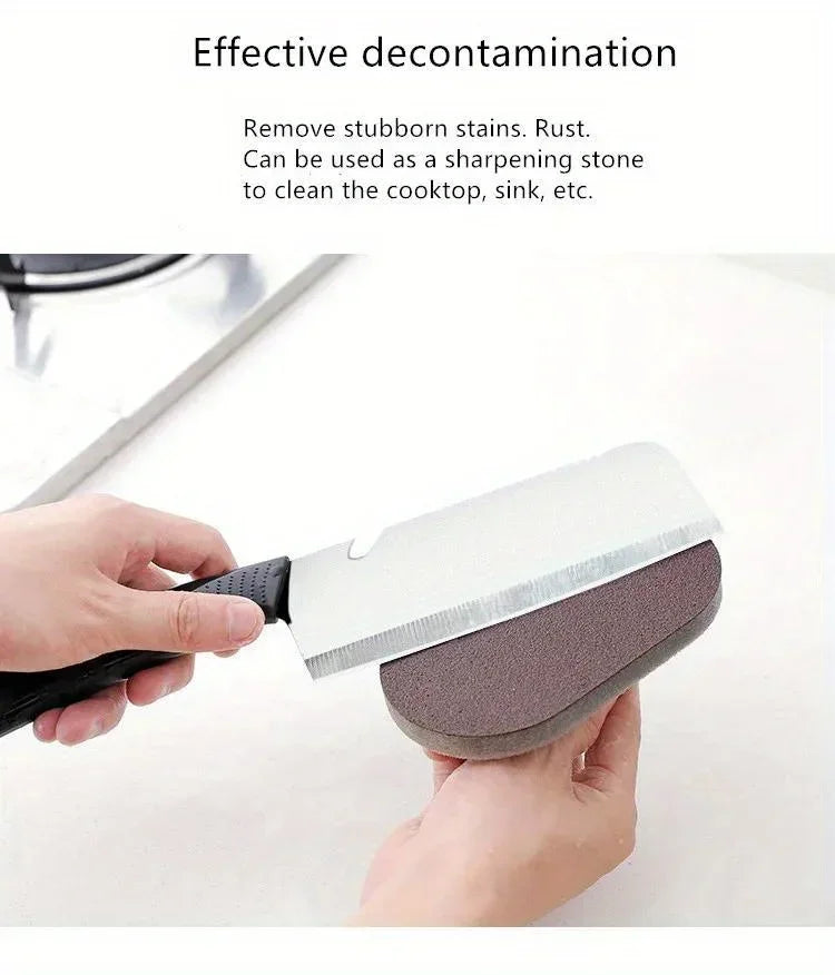 1PC Pot Cleaning Brush with Handle-Sandpaper Sponge Scrubber, Effective for Pot Bottom Black Stain&Rust Removal, Cleaning Helper