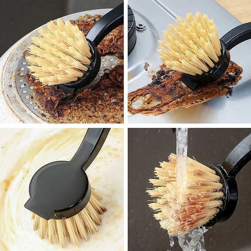 1 Pcs Pot Brush Dishwashing Brush Oil Free Long Handle Pots Brush Cleaning Dishwashing Brush Kitchen Brush Kitchen Cleaning Pan