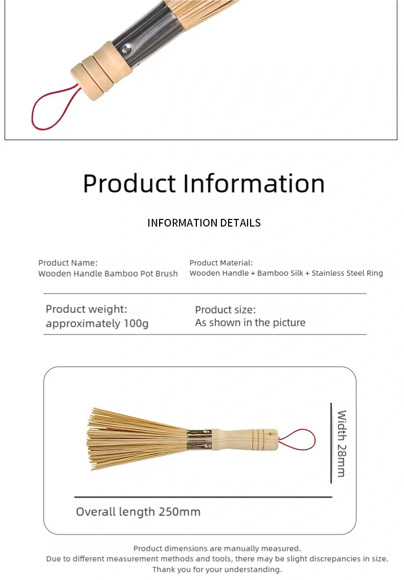 1Pcs Long Handle Wok Dish Pan Washing Cleaning Brushes Scrubbers Bamboo Pot Brush Home Kitchen Cleaner Gadgets Tool Accessories