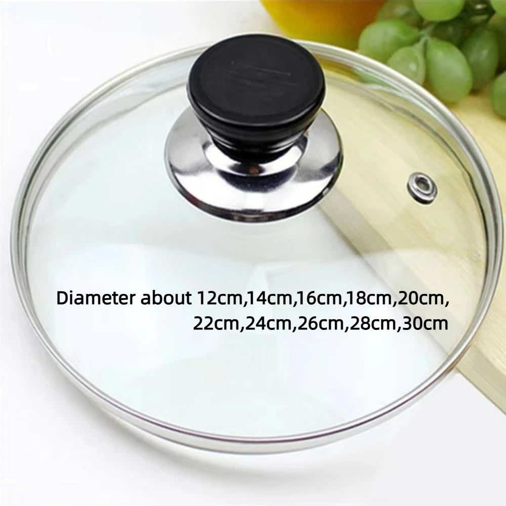 Durable Universal Pot Cover Round Tempered Glass Pot Lid Anti-scalding Visible Frying Pan Cover Kitchen Accessories