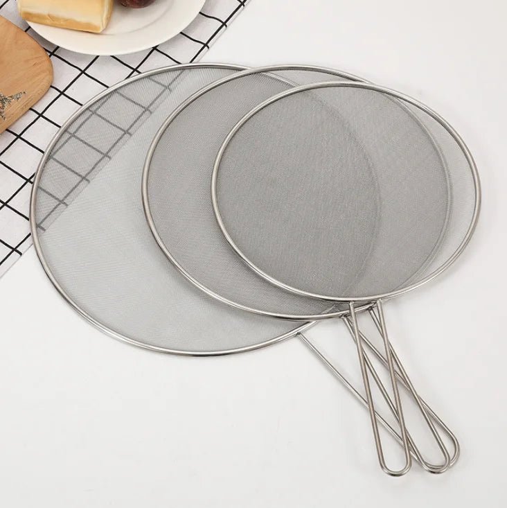 Stainless Steel Splatter Screen Oil-Proofing Lid with Spill-proof Feature Frying Pan Cover Cooking Tool Mesh Pot Lid Cover