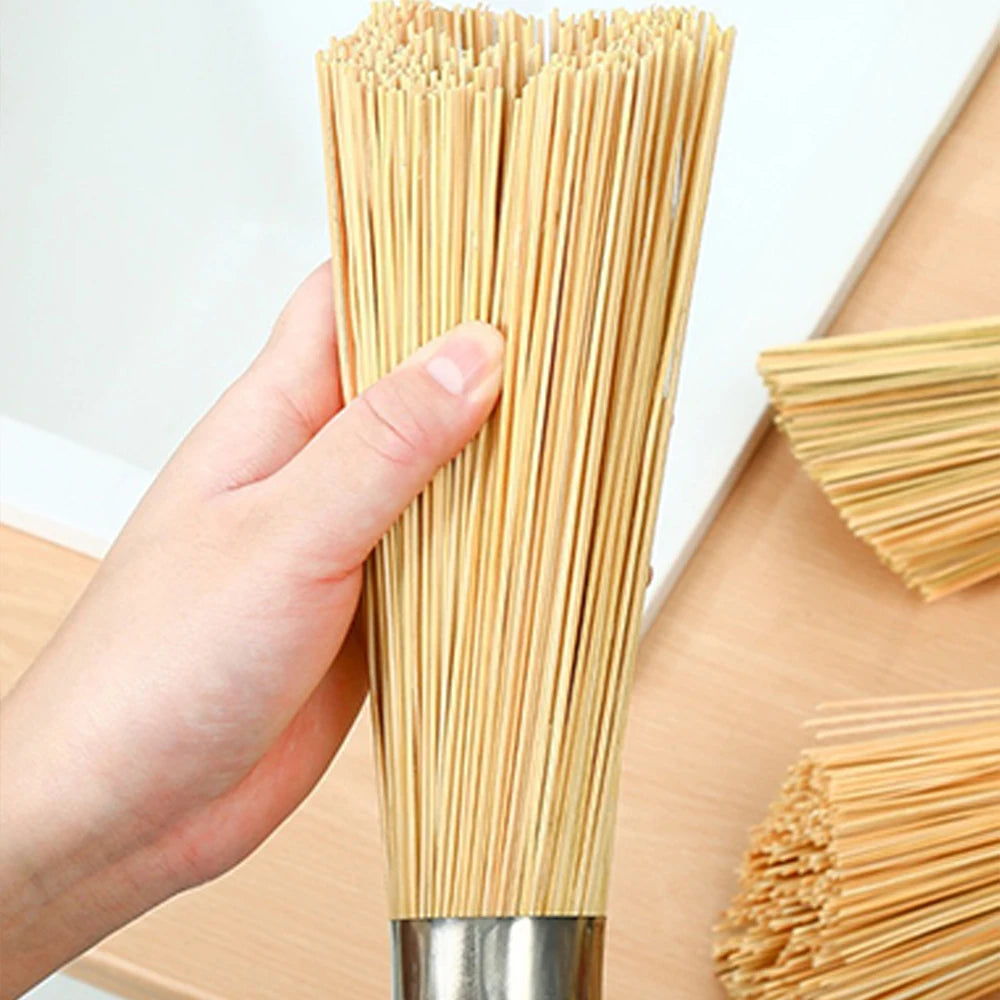 Natural Cleaning Brush Bamboo Pot Brush Long Handle Wok Cleaning Brush Dish Brush Kitchen Tool for Home Restaurant