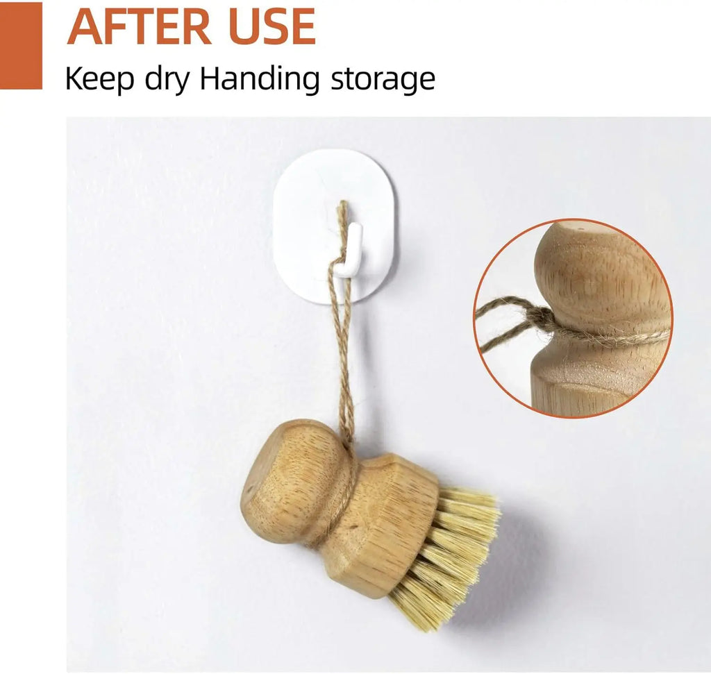 Bamboo Scrub Dish Brushes for Kitchen-Delicate Natural Washing Brush Clean Iron pots Plates for Home Kitchen Clean