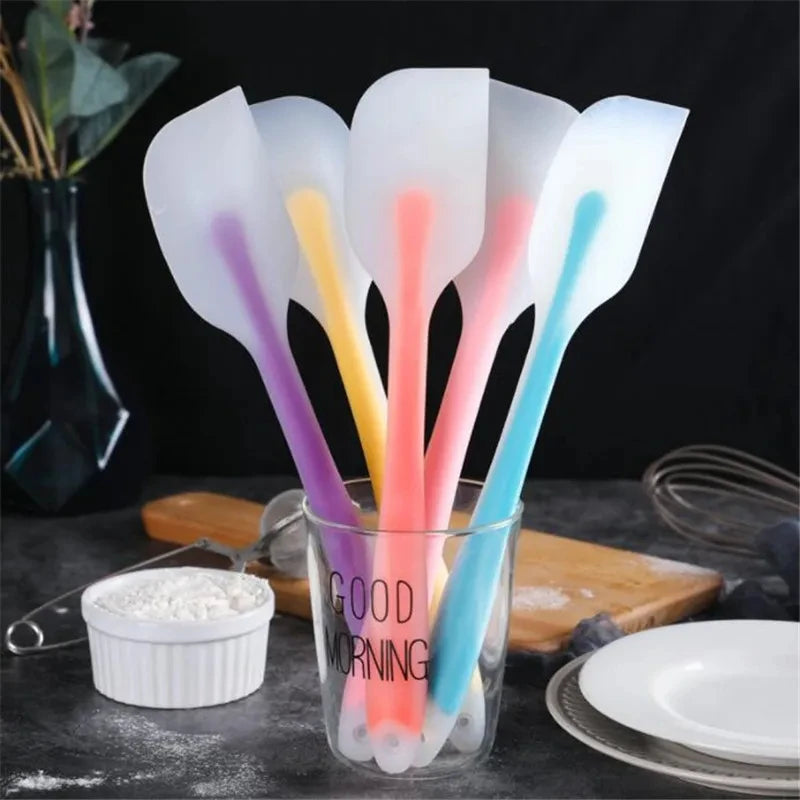 28cm kitchen silicone spatula, semi transparent cooking dough scraper, heat-resistant baking tool, cake brush and scraper