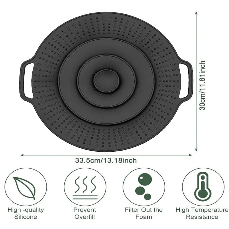 Universal 30cm Silicone Pot Lid Pot Cover Spill Stopper Lid Reusable Multifunctional Overflow Stopper Lid For Pans And Pots