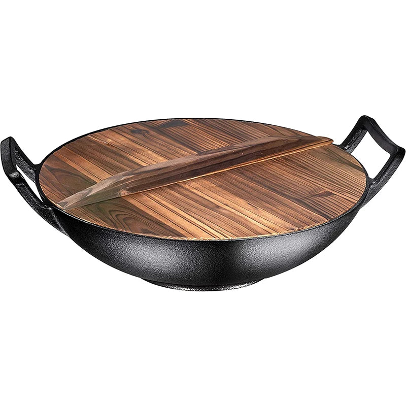 32CM Wooden Wok Lid Round Natural Lid Pot Kitchen Cookware Wood Pan CoverKitchen Accessories Covers