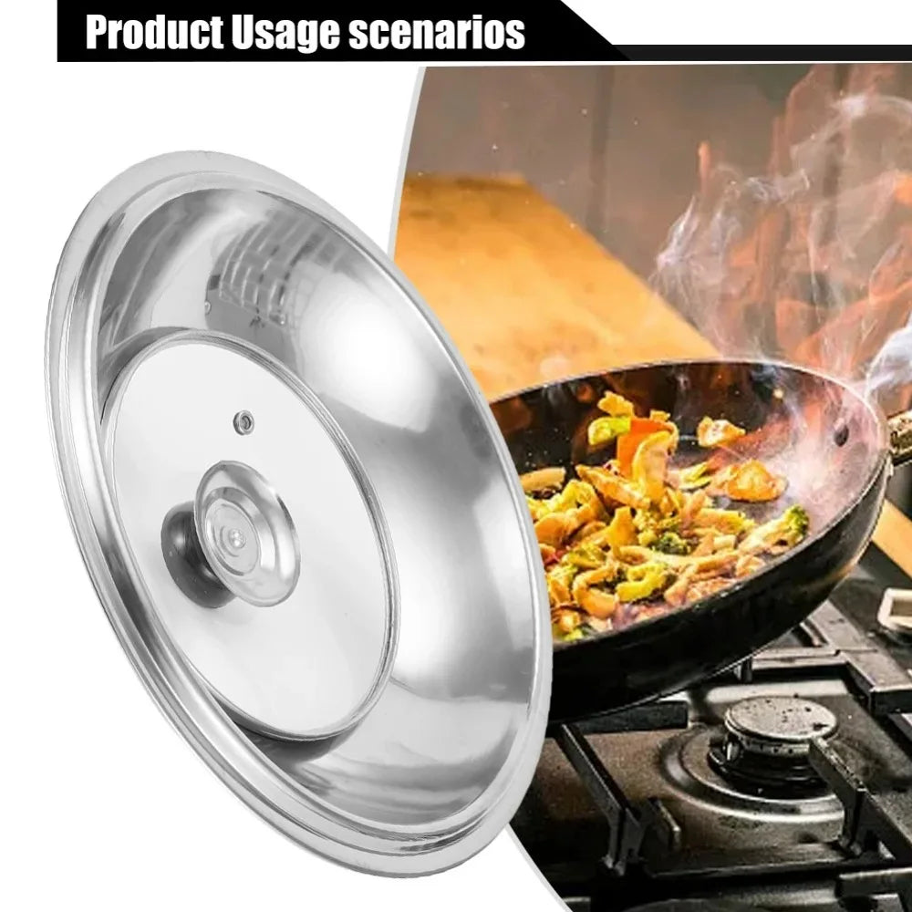 Round 28/30/32/34/36cm Cooking Pot Lid Visible Stainless Steel Wok Lids Anti-scalding Combined Pot Cover Household