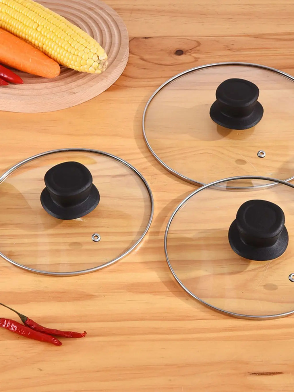 20cm 24cm 26cm 28cm Stainless steel Thick Transparent Tempered Glass Lid cover Soup Pot Saucepan Frying Pan Wok Lid With Knob