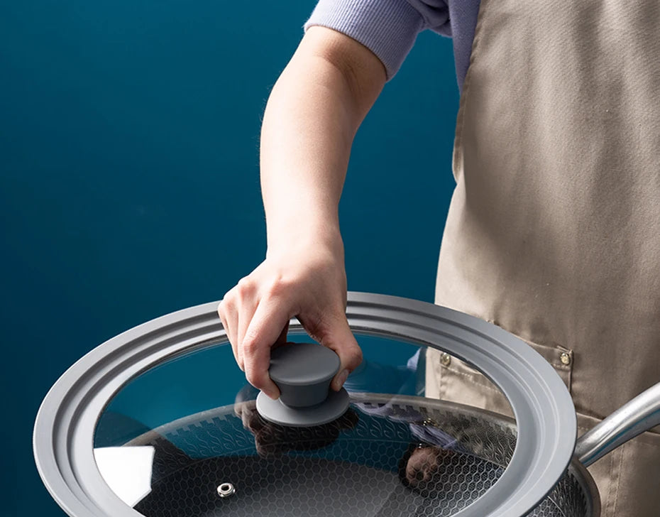 Universal Lid for Pots Tempered Glass with Silicone Lid Pot Drop-Proof Visualization Wok Lid Kitchen Utensils Cookware Parts