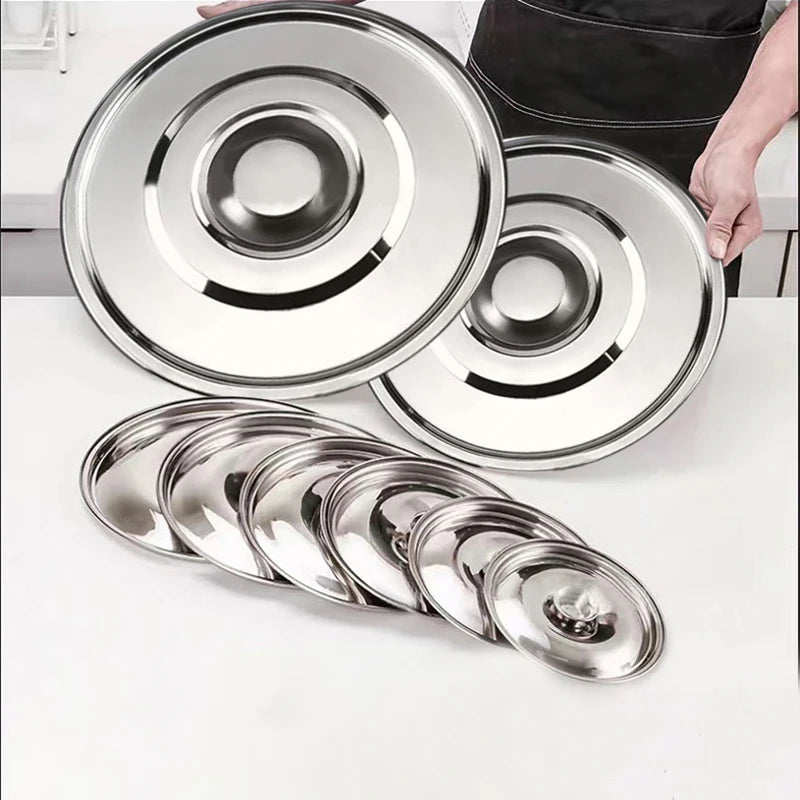 1Piece 10/12/14/16/18/20/22/24/26cm Silver Round Pot Lid Replacement Kitchen Thicken Stainless Steel Saucepan Cover