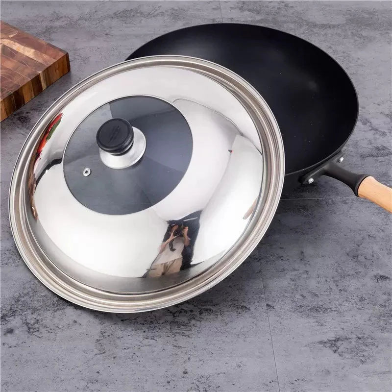 Stainless Steel Visible Pot Lid Combined Tripod Wok Cover Kitchen Cookware Accessories Replacement 28CM