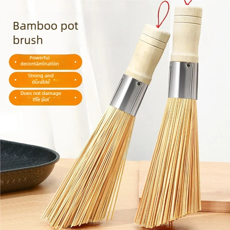 1Pcs Long Handle Wok Dish Pan Washing Cleaning Brushes Scrubbers Bamboo Pot Brush Home Kitchen Cleaner Gadgets Tool Accessories