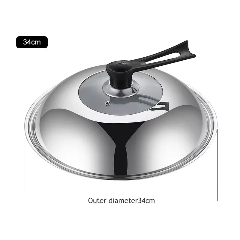 30/32/34/36cm Pan Lids,Stainless Steel Pot Lid Pan Cover Thicken Visible Wok Lid Household Frying Pan Lid Cookware Parts