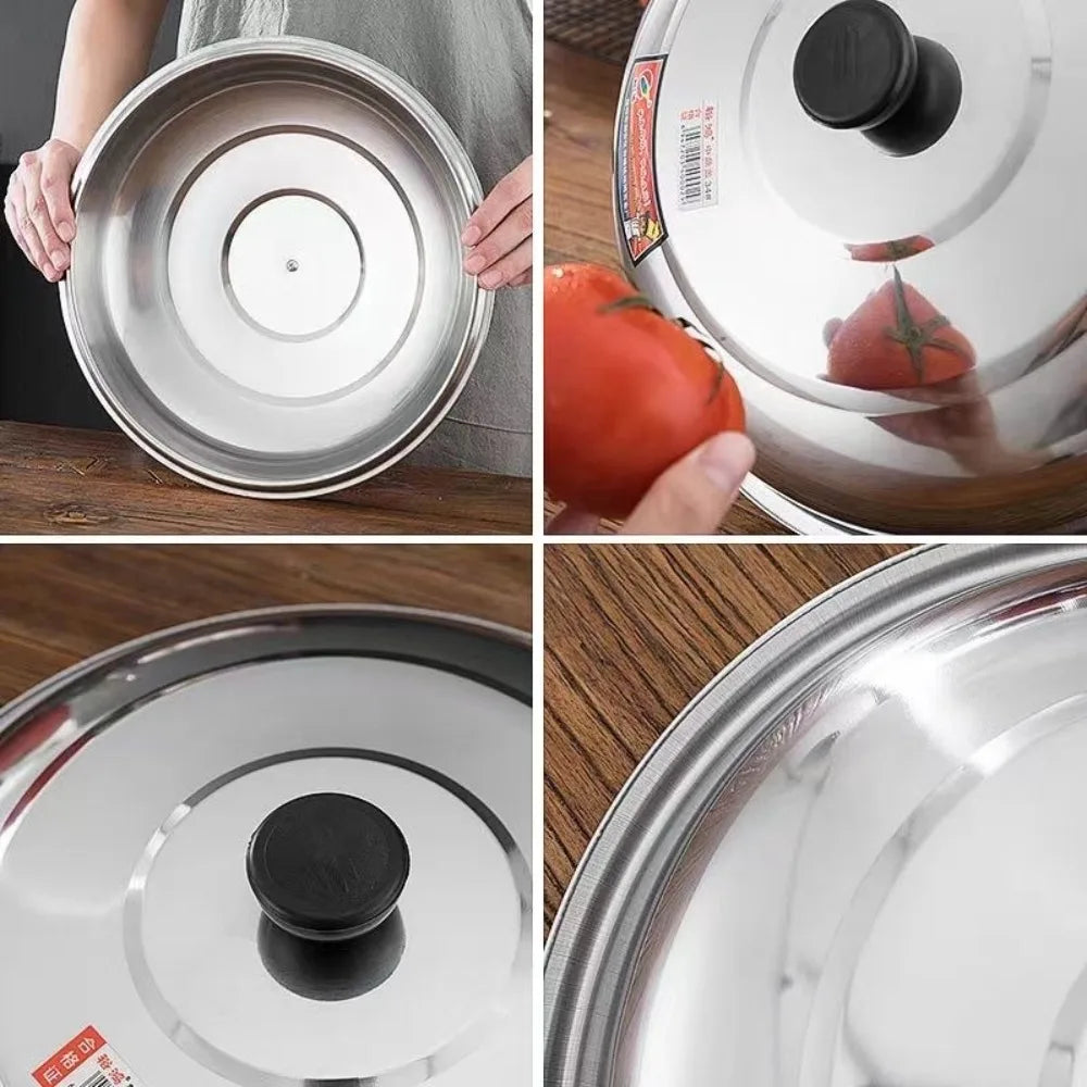 28/32/36/40cm Stainless Steel Pot Cover Universal with Knob Cooking Pot Wok Lid Cookware Parts Frying Pan Cover
