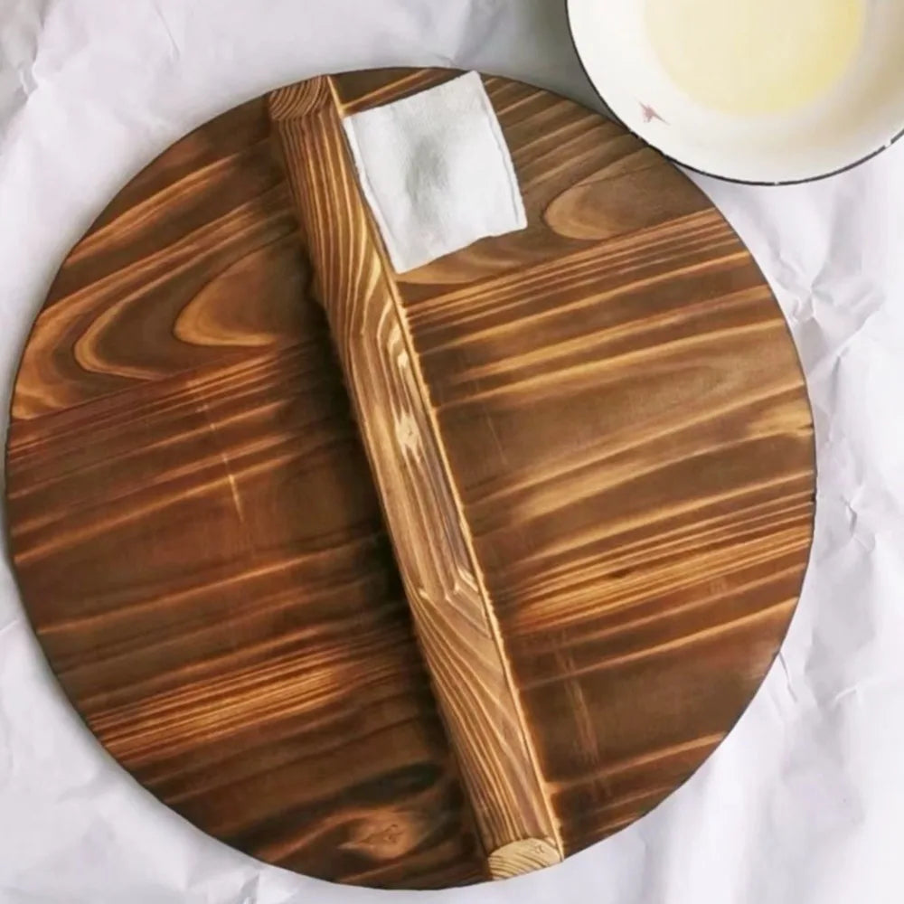 Traditional Universal Wooden Pot Cover 22-34cm Anti Scalding Iron Wok Pan Lid Round Cookware Parts Kitchen Accessories