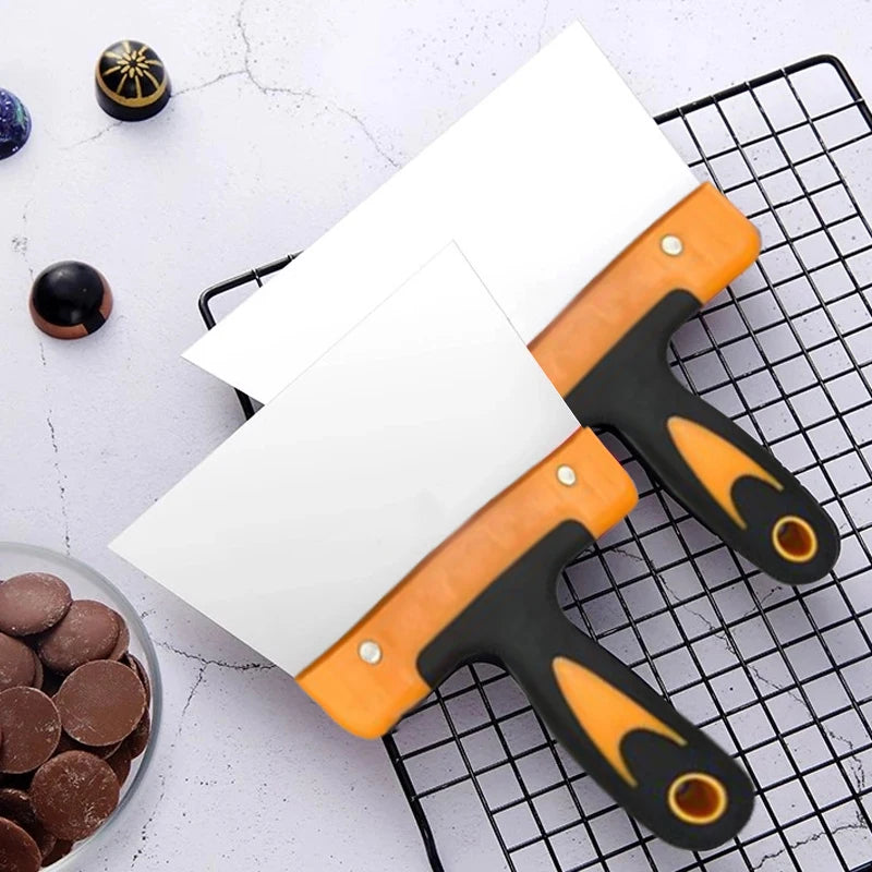 Stainless Steel Dough Scraper Pizza knife cake scraper confectionery kitchen baking accessories Coating Spatula for Chocolate