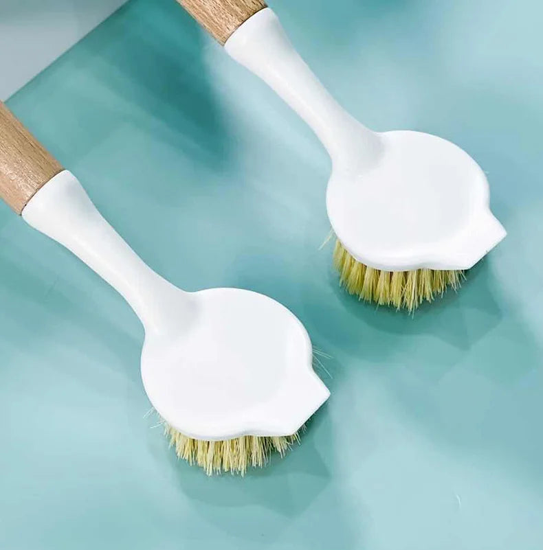 Natural Wooden Pot Brush With Sisal Bristles Durable Strong Scrubbing Eco Friendly Dish Brush For Cast Iron Skillet Pots Pans
