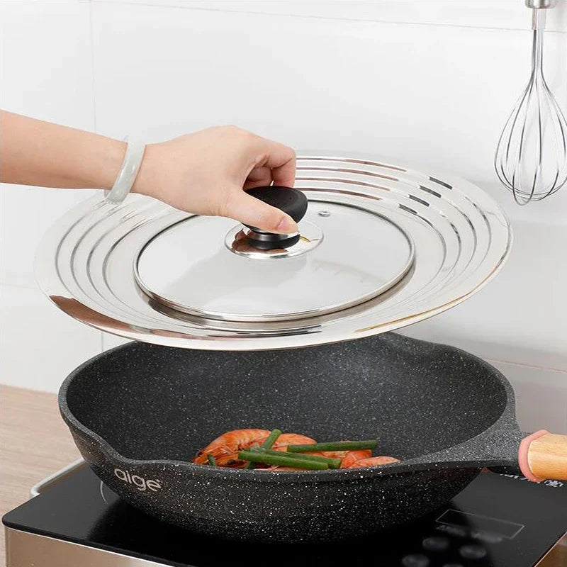Stainless Steel Universal Lid For Pot And Pan Skillet Lid Pot Cover Fit 28cm Cookware Frying Pan Cover Pan Lid With Knob