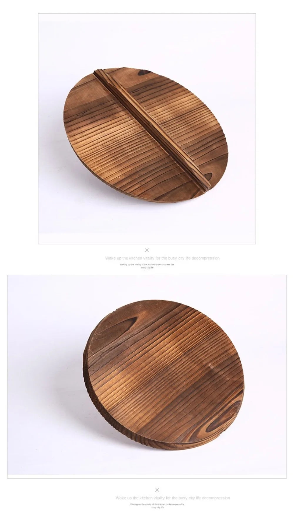 Traditional Universal Wooden Pot Cover 22-34cm Anti Scalding Iron Wok Pan Lid Round Cookware Parts Kitchen Accessories