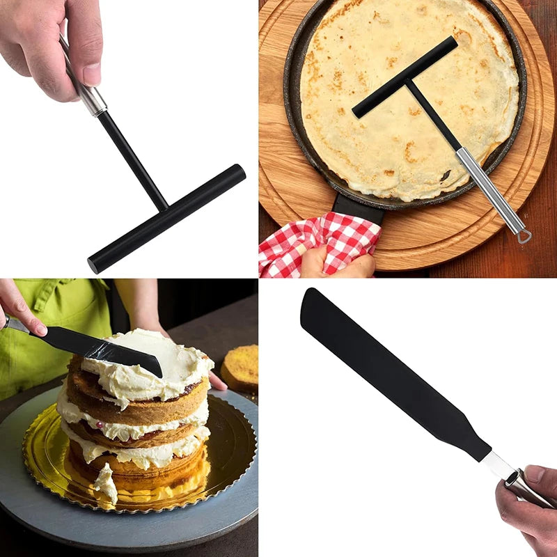 Stainless Steel French Crepe Spreader Crepe Spreader and Spatula Kit Pancake Like Batter Spreading Tools Pancake Cooking Tools