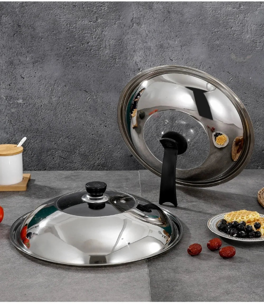 Round 28/30/32/34/36cm Cooking Pot Lid Visible Stainless Steel Wok Lids Anti-scalding Combined Pot Cover Household