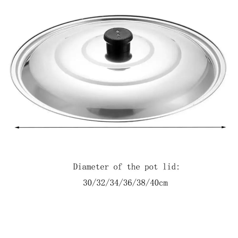 Black Plastic Knot Stainless Steel Pot Lid Household Anti- Spill Anti-Scald Wok Lid 32/34/36/38/40cm Round Pot Cover Skillets