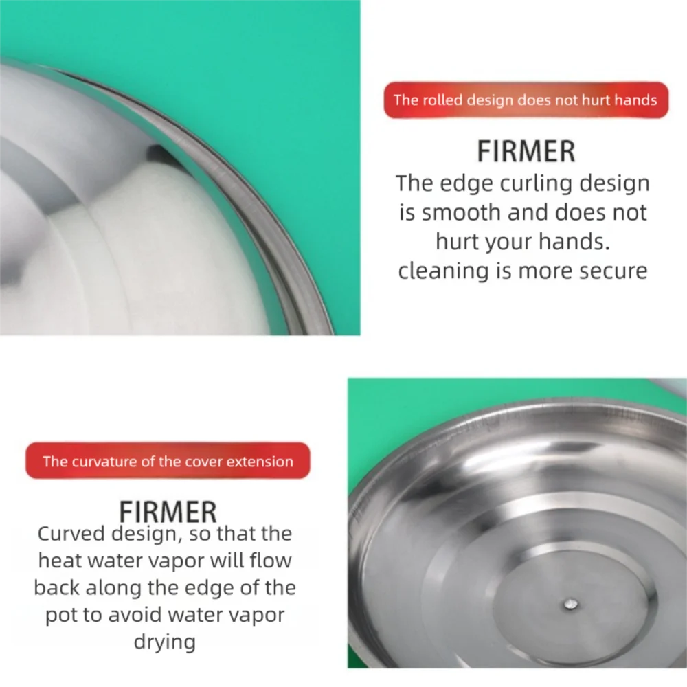 28/32/36/40cm Stainless Steel Pot Cover Universal with Knob Cooking Pot Wok Lid Cookware Parts Frying Pan Cover