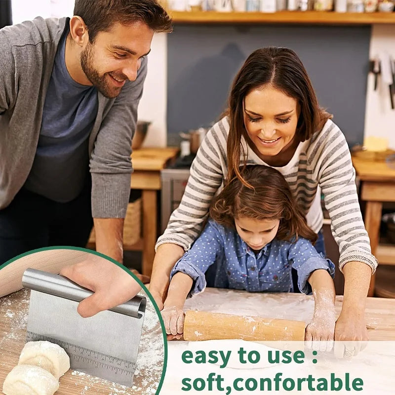 Stainless Steel Pasty Cutters DIY Dough Cake Scraper With Scale Pastry Spatulas Buttercream Edge Smoother Cake Decorating Tools