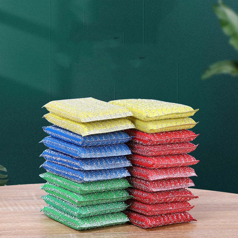 10-1PC Pot Dish Steel Wire Wash Sponges Double Side Dishwashing Sponge Household Kitchen Pans Cleaning Tool Tableware Dish Brush