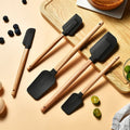 5Pcs Cream Cake Silicone Spatula Wooden Handle Baking Pastry Scraper Blenders Non-stick Kitchen Dessert Cookies Cutter Mixer