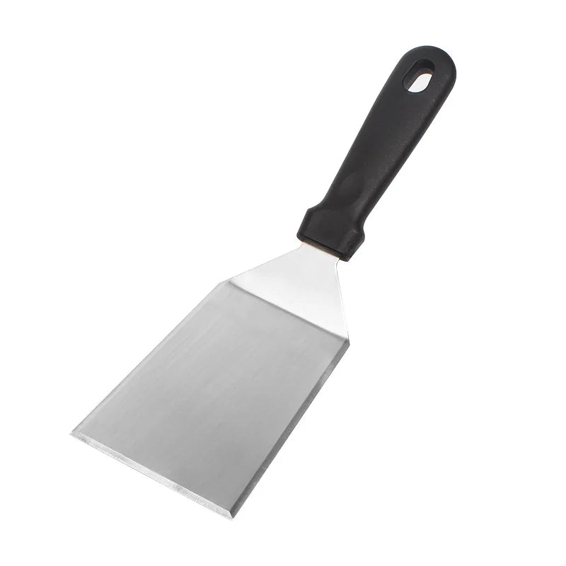 Wooden Handle Grill Spatula Square Head Pizza Shovel Pancake Beef Turner Scraper BBQ Utensils Steak Spatula Burger With Blade