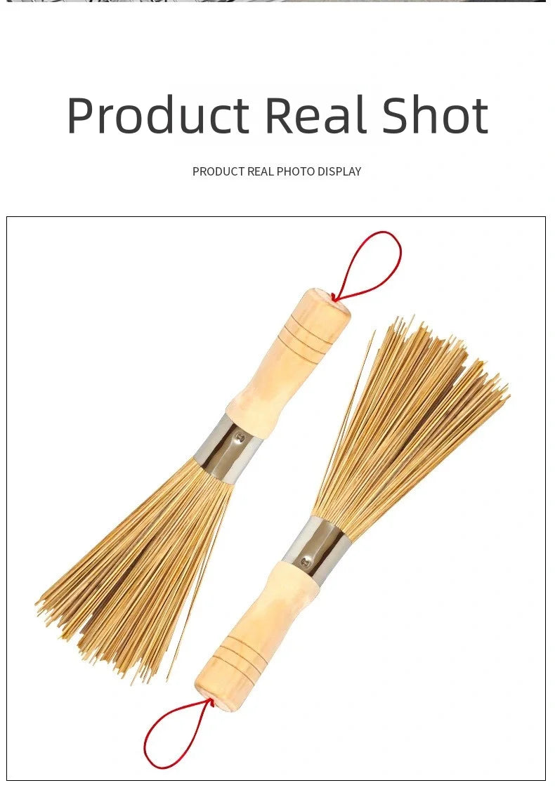 1Pcs Long Handle Wok Dish Pan Washing Cleaning Brushes Scrubbers Bamboo Pot Brush Home Kitchen Cleaner Gadgets Tool Accessories