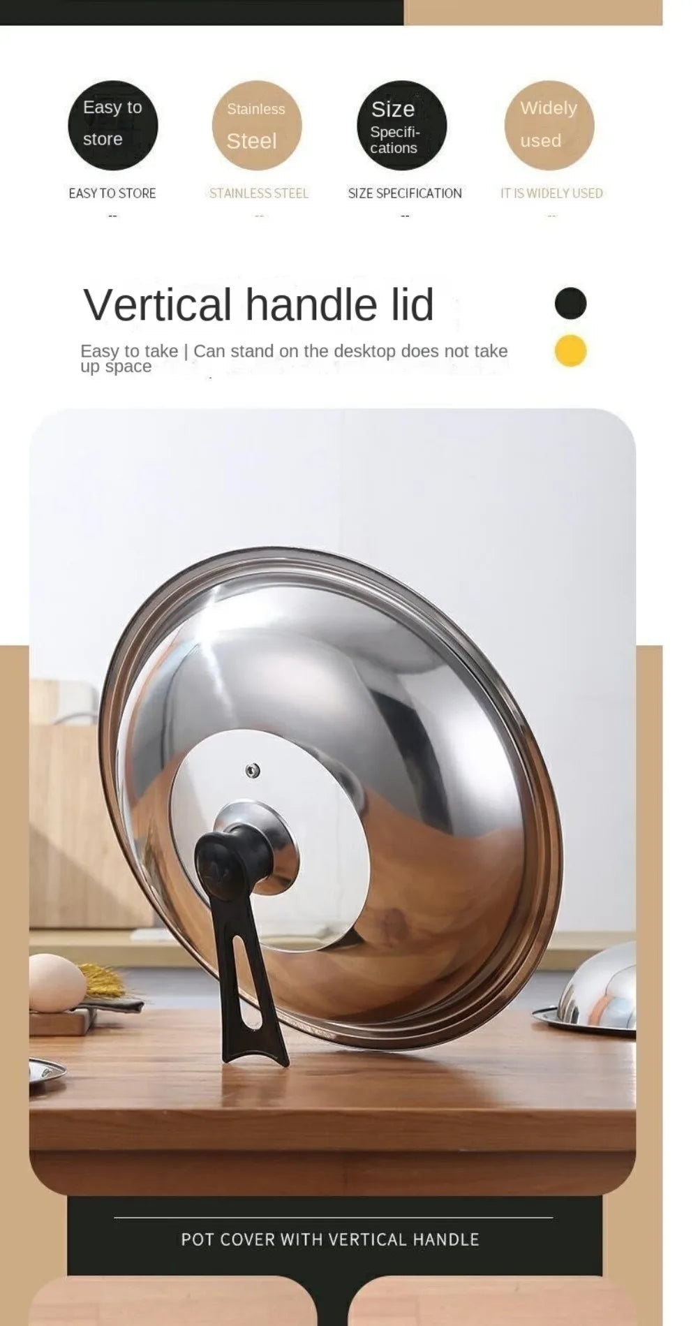 Round 28/30/32/34/36cm Cooking Pot Lid Visible Stainless Steel Wok Lids Anti-scalding Combined Pot Cover Household