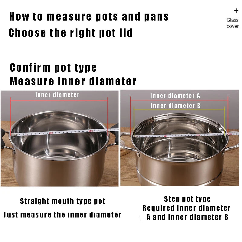 Tea color Glass Pot Lid Stainless steel Rimmed Pan Lid Spill Shatter-Proof Round Chef Glass Cover for Versatile Home Cooking Pan