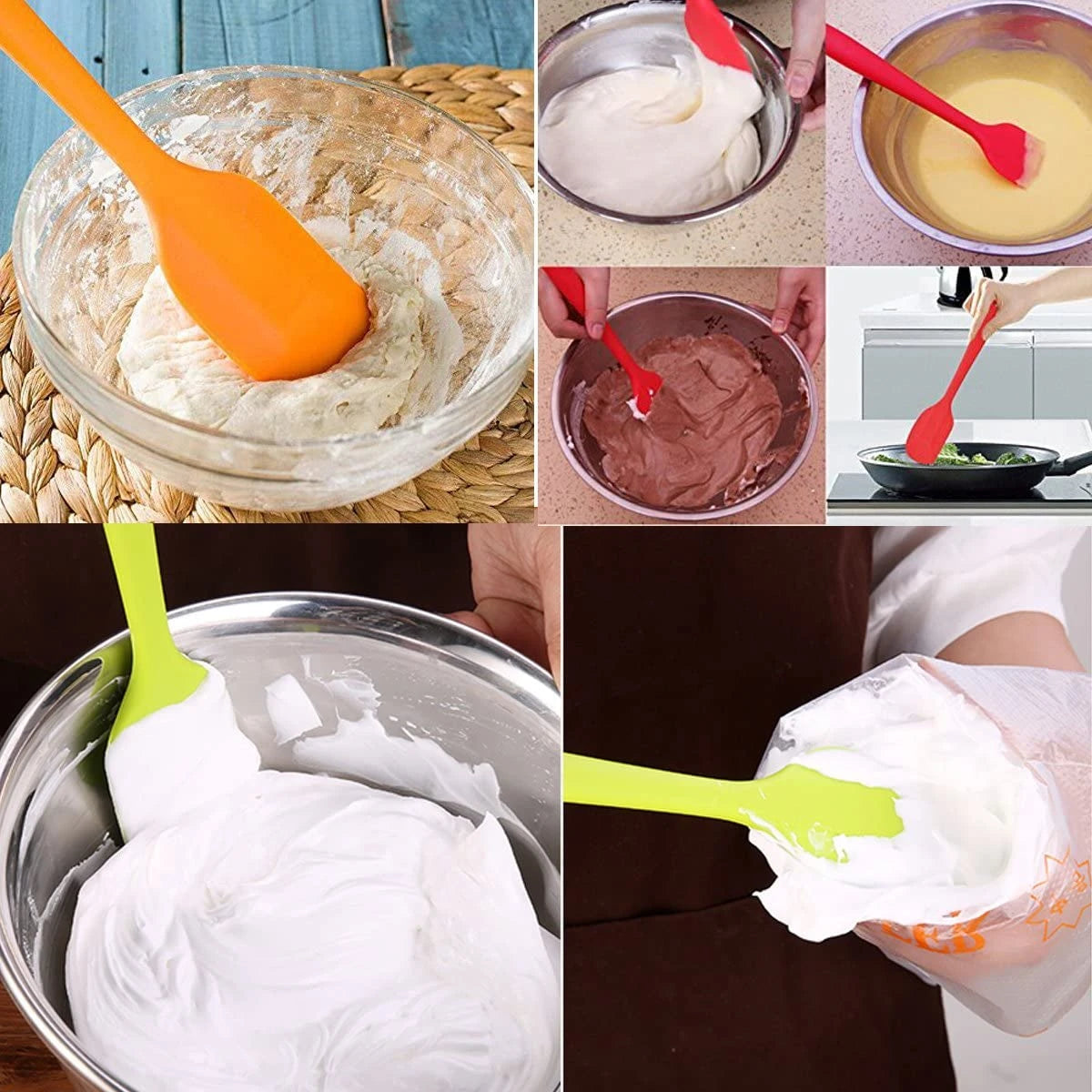 LMETJMA 27 cm Silicone Spatula Heat Resistant Non-Stick Flexible Spatulas Scrapers Baking Cooking Spatula Mixing Tool KC0448