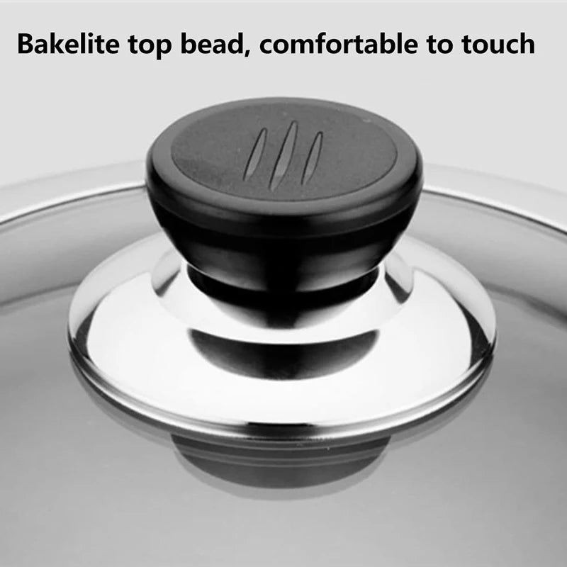 Stainless Steel Visible Pot Lid Combined Tripod Wok Cover Kitchen Cookware Accessories Replacement 28CM