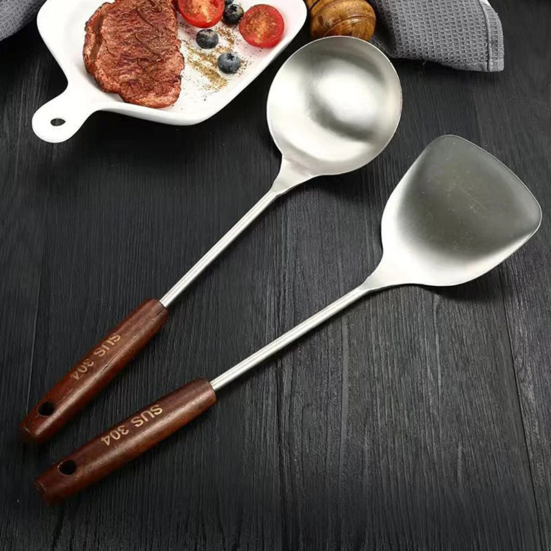 Kitchen Utensils Wok Spatula Iron And Ladle Tool Set Spatula For Stainless Steel Cooking Equpment Kitchen Accessories Essentials